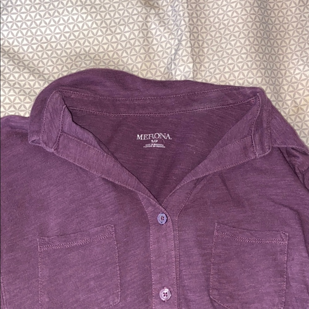 Purple Collared Quarter Sleeve